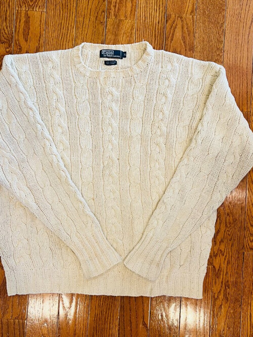 Vintage 90's Polo Ralph Lauren Men’s Cable Knit Fisherman Sweater Size XL Chunky - Picture 16 of 16